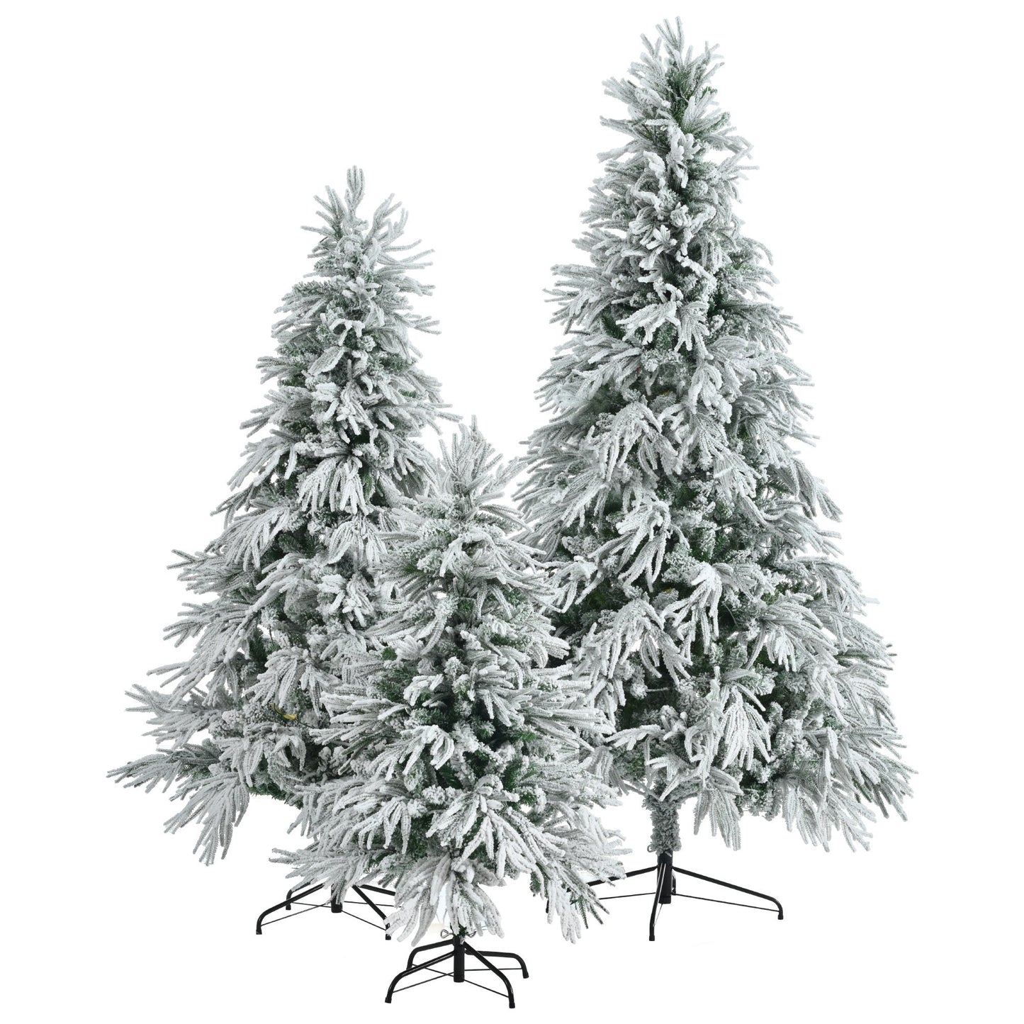 Pre-Lit Spruce Snow Flocked Christmas Tree Set-4FT, 6FT, 7.5FT,