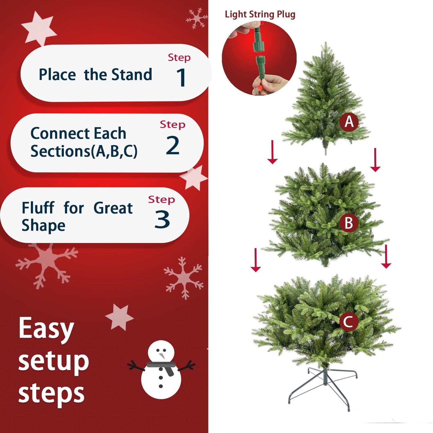 6.5ft Artificial Christmas Tree Prelit PE&PVC with Metal Stand,450