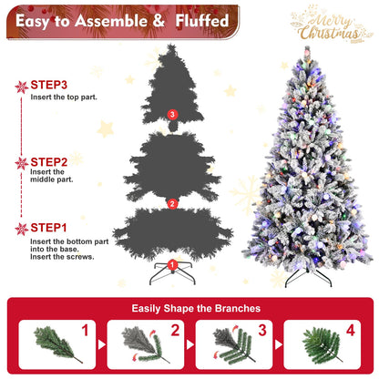 8FT PE+PVC  Floceked Christmas Tree with Easy Power & Memory Wire