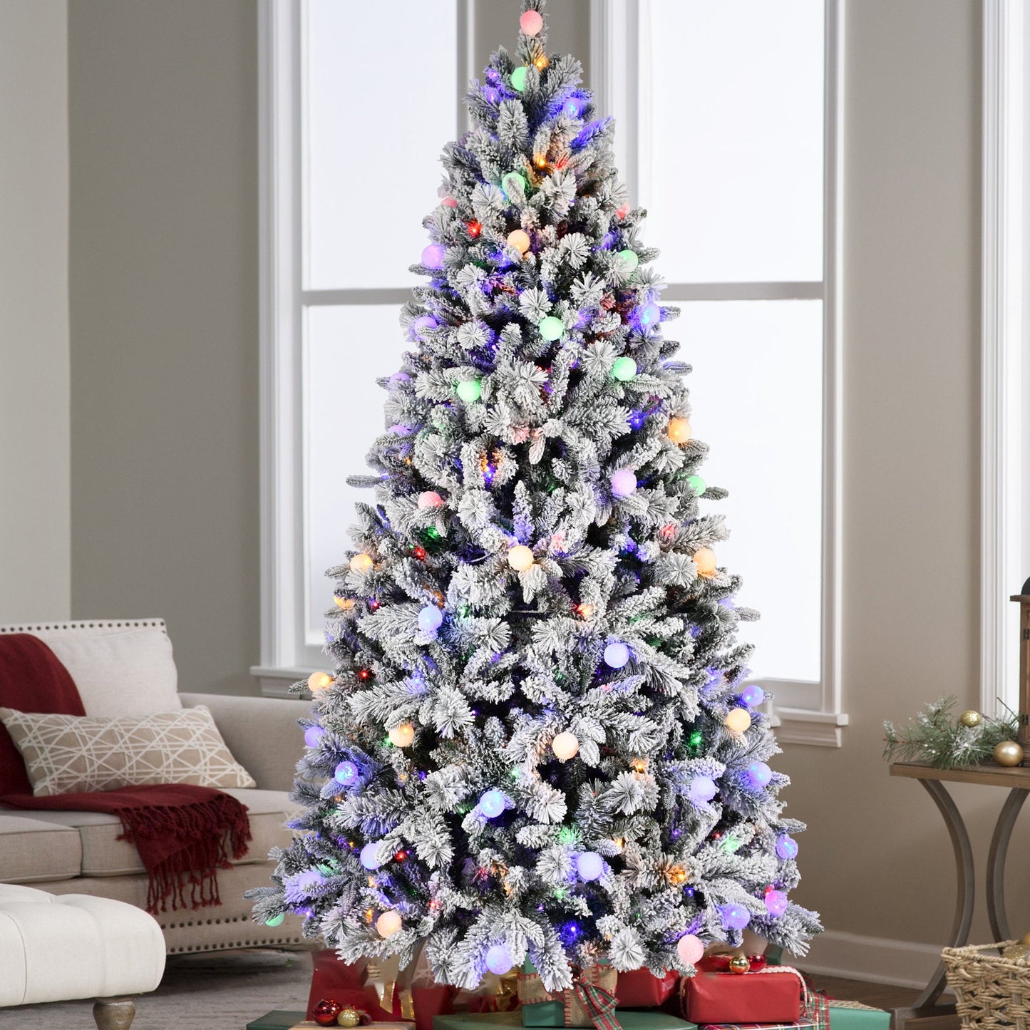 7.5FT PE+PVC  Floceked Christmas Tree with Easy Power & Memory Wire