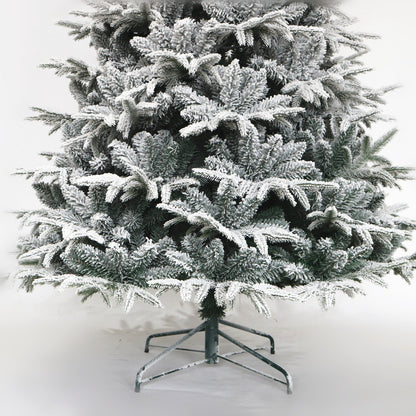 Snow Flocked Christmas Tree 7ft Artificial Hinged Pine Tree with White