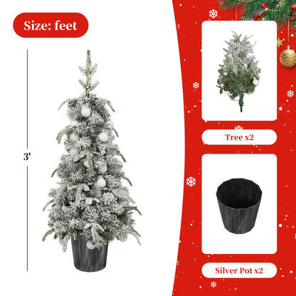 Lighted Candy Christmas Tree Set of 2, 3ft Artificial Tree with Warm