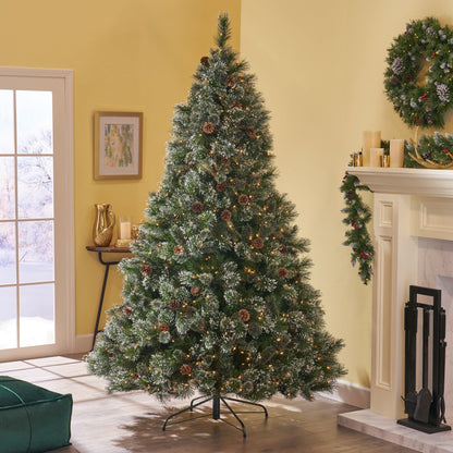 9' Cashmere and Snow Bristle Mixed Tree with 105 Pine Cones and