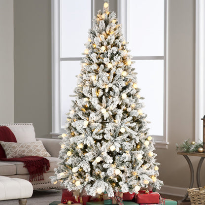 7.5FT PE+PVC  Floceked Christmas Tree with Easy Power & Memory Wire