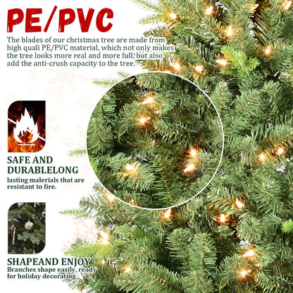 9FT Artificial Christmas Tree with 3509 PE&PVC Mixed Branch Tips,