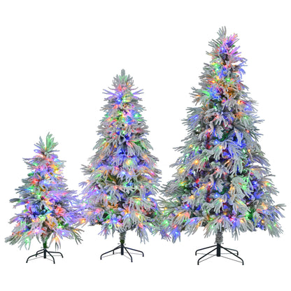 Pre-Lit Spruce Snow Flocked Christmas Tree Set-4FT, 6FT, 7.5FT,