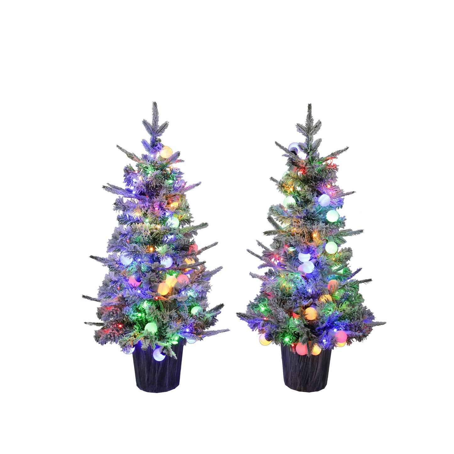 Lighted Candy Christmas Tree Set of 2, 3ft Artificial Tree with Warm