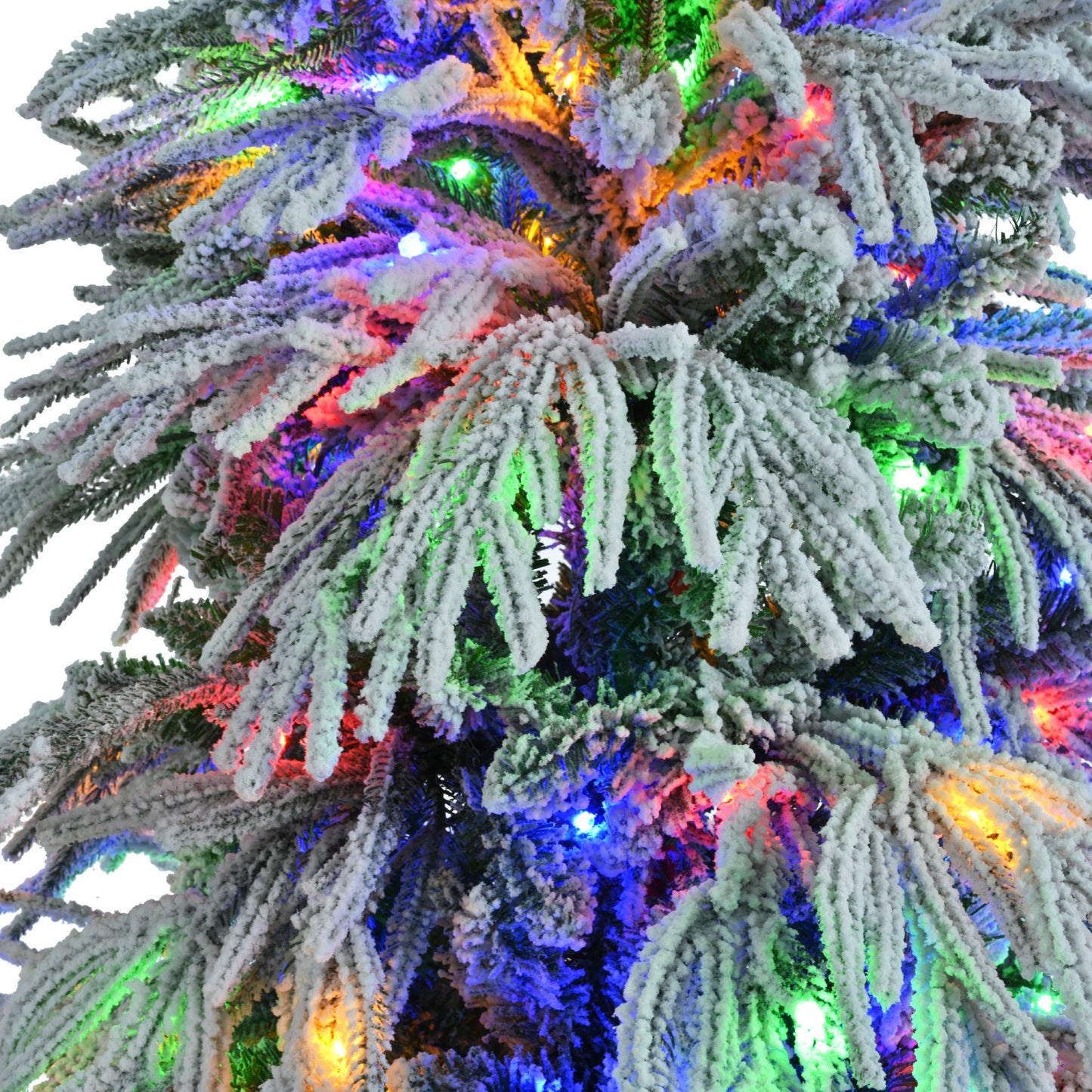 6FT Pre-Lit Spruce Snow Flocked Christmas Tree, Artificial Hinged Xmas