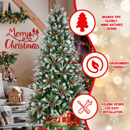 7.5ft PE/PVC Spray White Christmas Tree