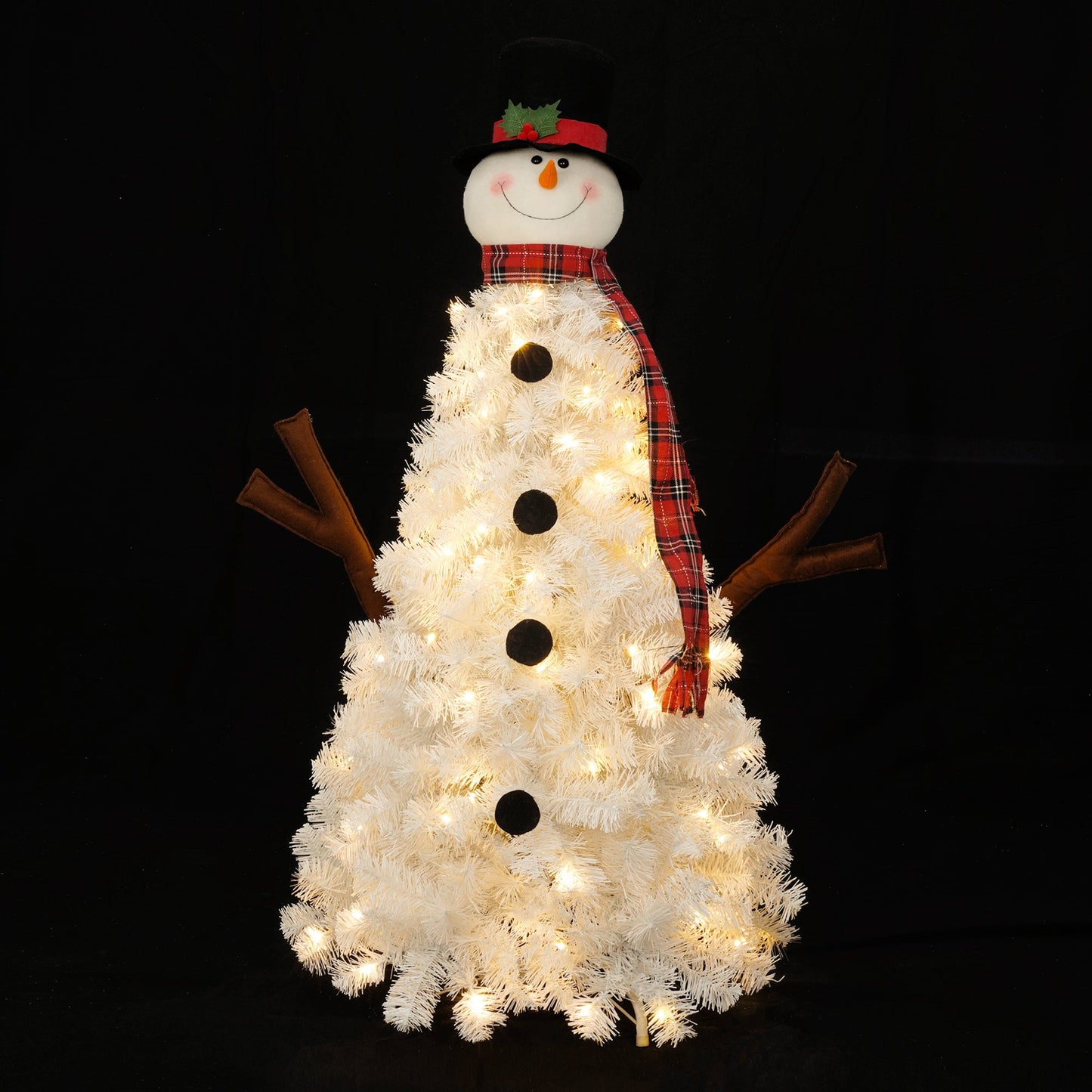 4ft Pre-lit Christmas Tree with 100 Lights, Snowman-Shaped Artificial