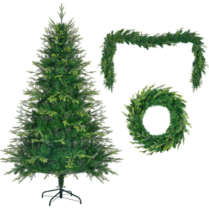 6FT Pre-Lit Aspen Fir Artificial Christmas Tree with Wreath &