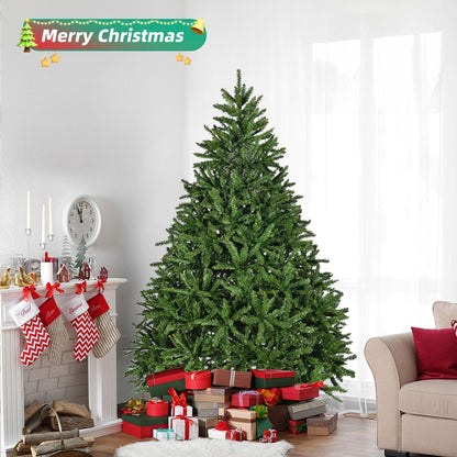 7ft Artificial Christmas Tree, Premium Unlit Hinged Spruce Full Tree