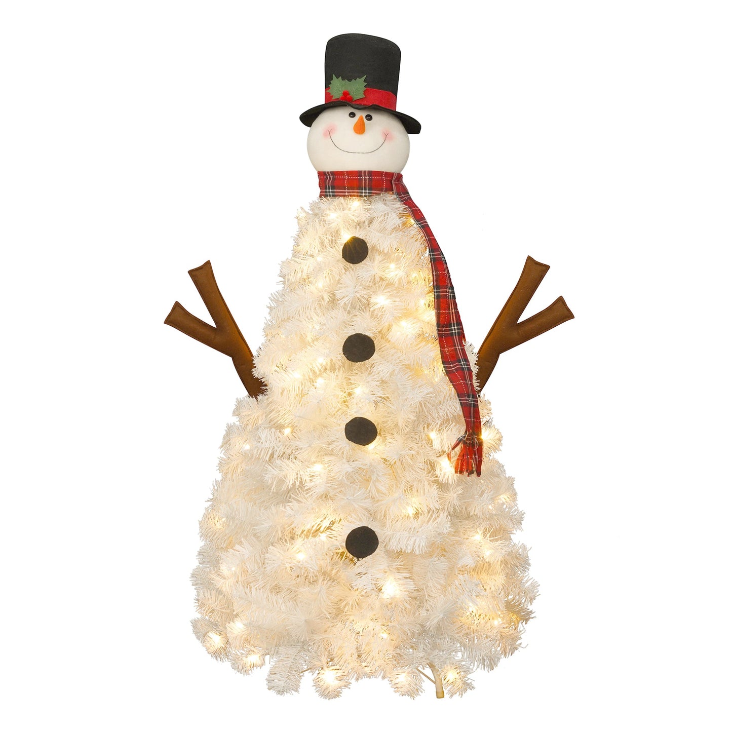 4ft Pre-lit Christmas Tree with 100 Lights, Snowman-Shaped Artificial