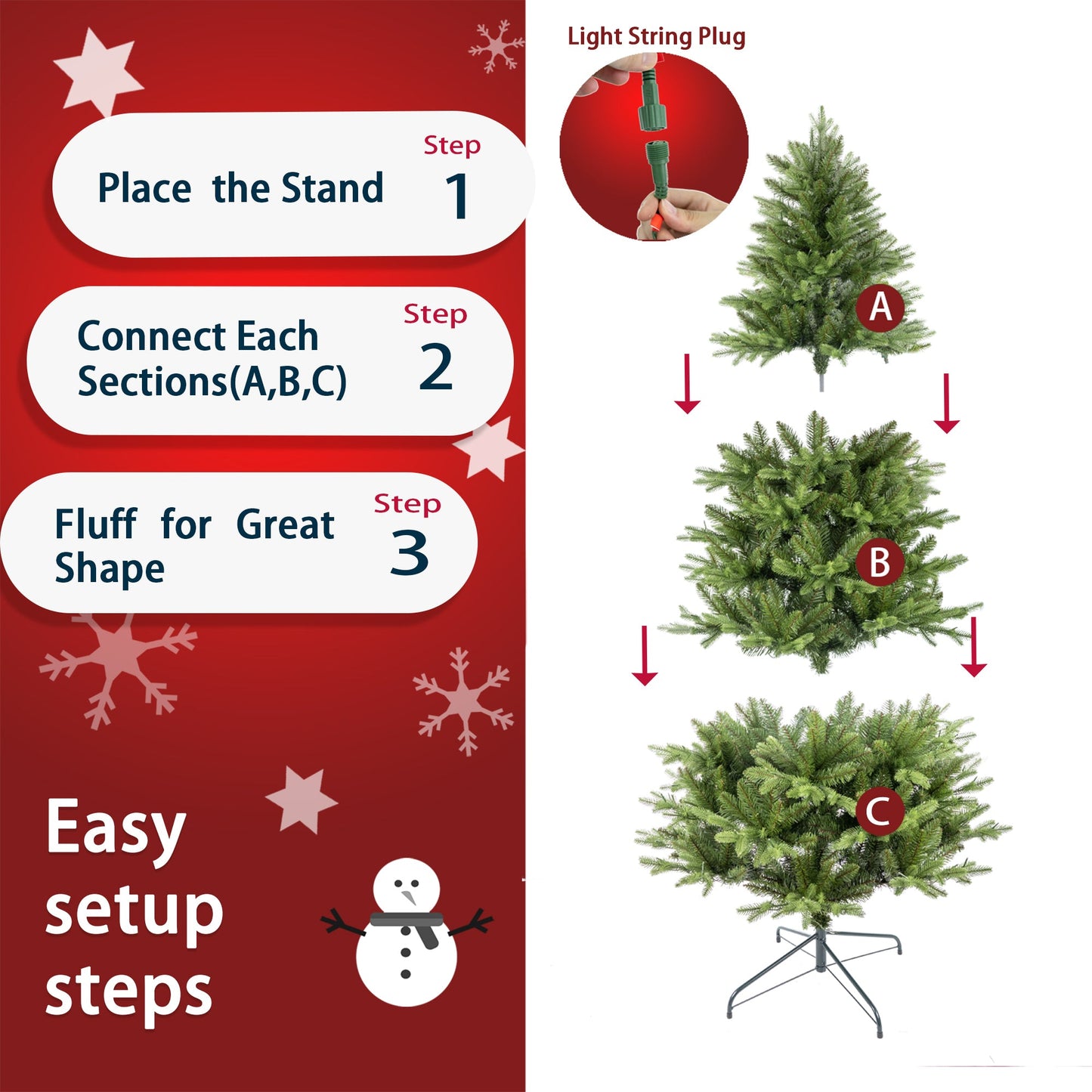 7.5ft Artificial Christmas Tree Prelit PE&PVC With Metal Stand,550