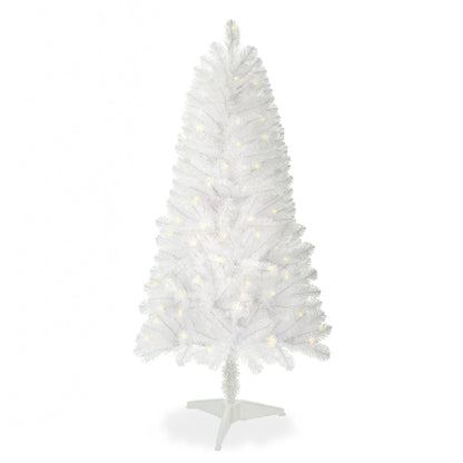 4ft White Artificial Christmas Tree Prelit With Stand ,100 Warm White