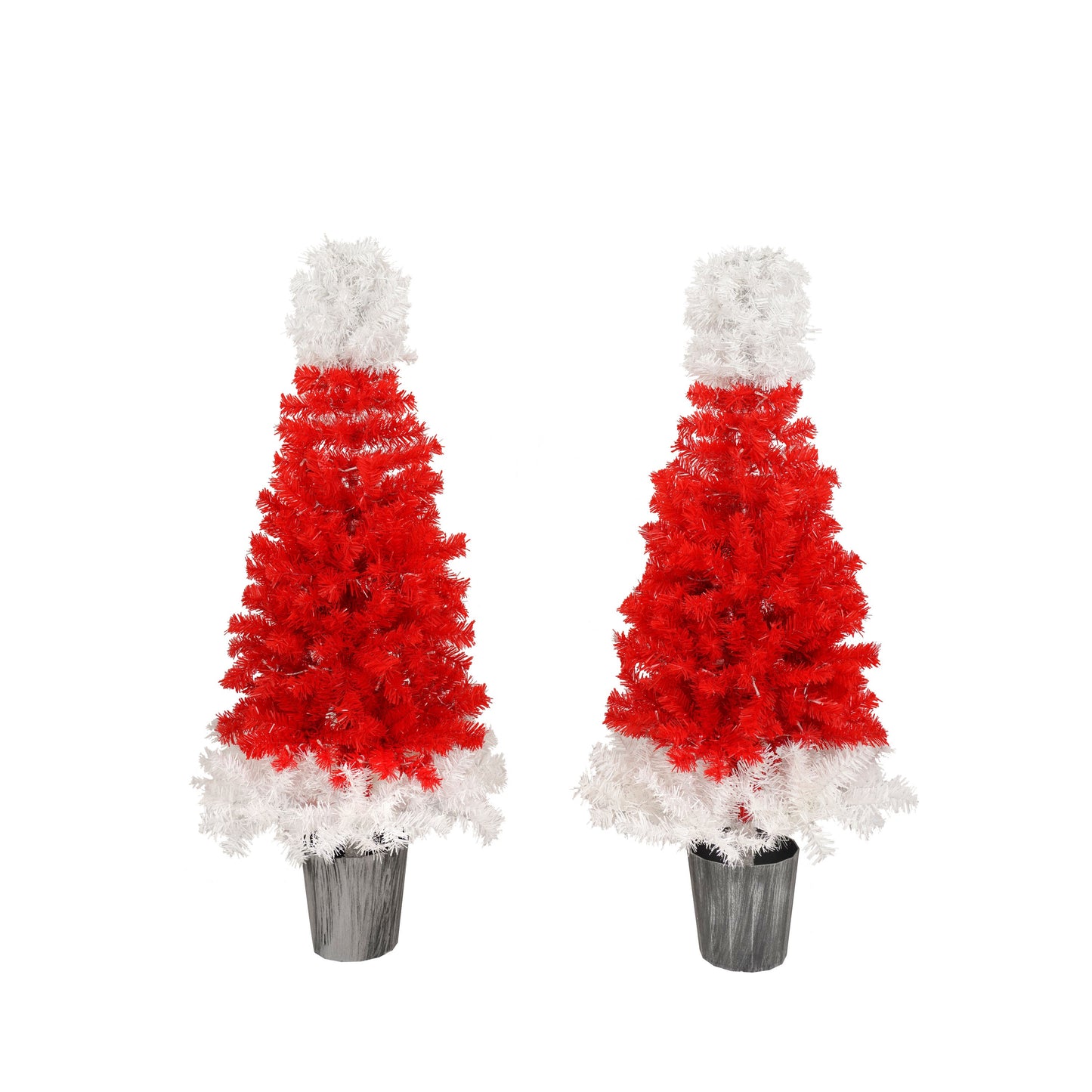 Lighted  Santa Hat Style Christmas Tree Set of 2, 4ft Artificial Tree