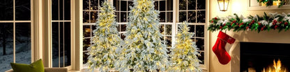 Pre-Lit Spruce Snow Flocked Christmas Tree Set-4FT, 6FT, 7.5FT,