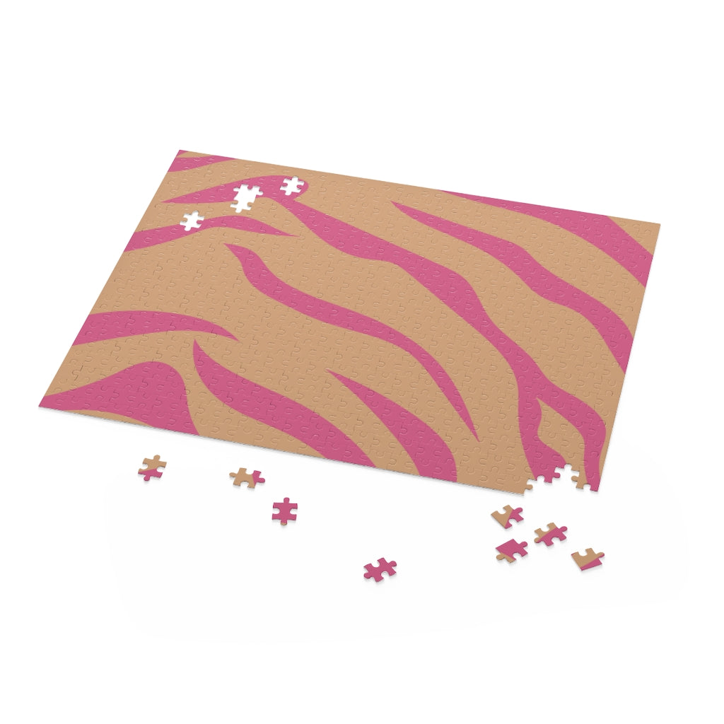 Pink Leopard Stripes Jigsaw Puzzle 500-Piece