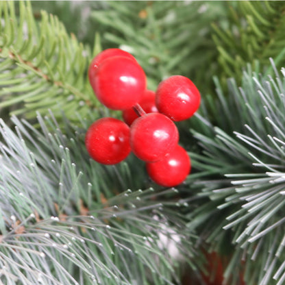 Artificial Christmas Tree Flocked Pine Needle Tree with Cones Red