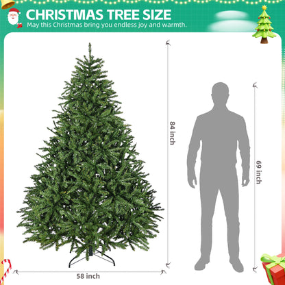 7ft Pre-Lit Artificial Holiday Christmas Tree for Home, Office,Party