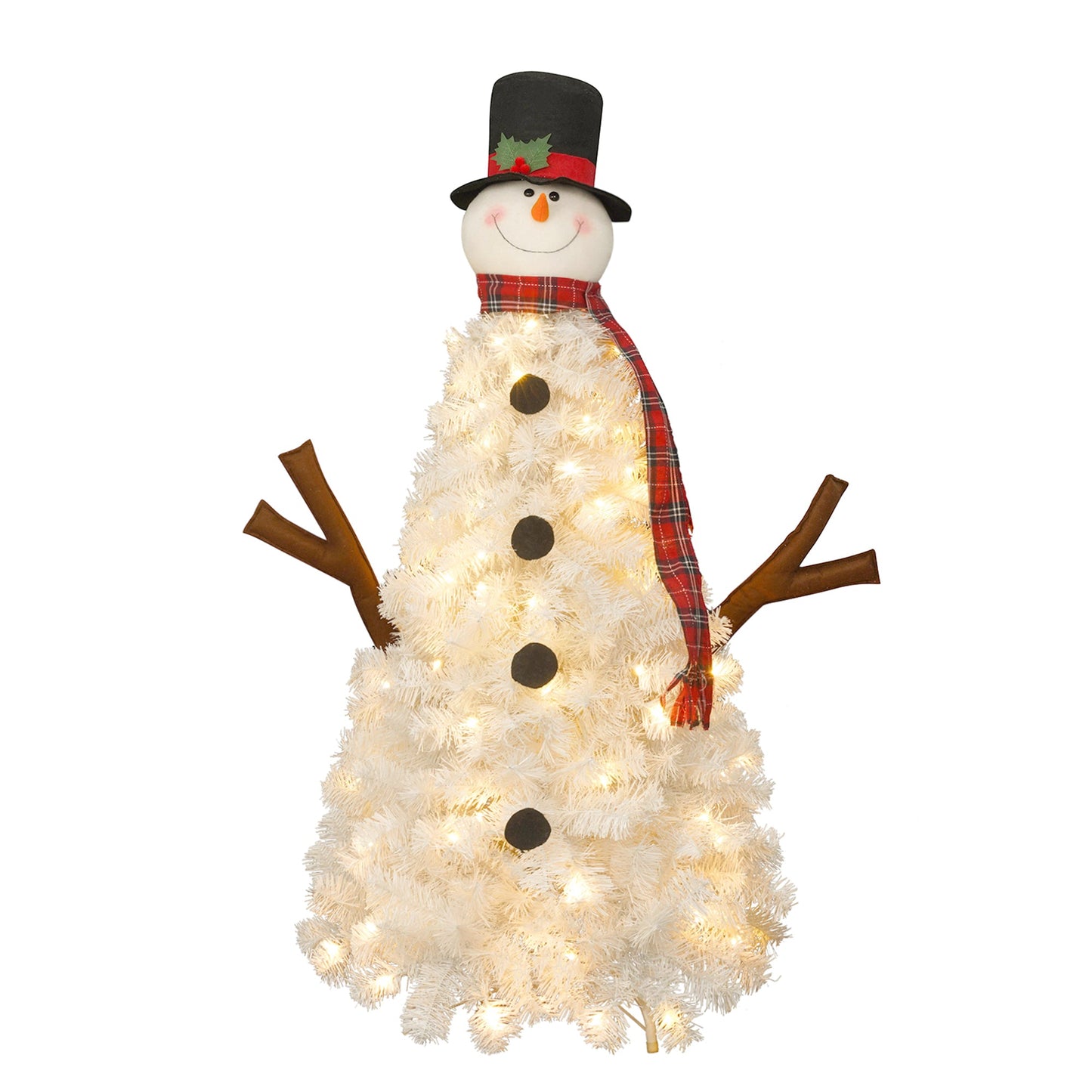 4ft Pre-lit Christmas Tree with 100 Lights, Snowman-Shaped Artificial