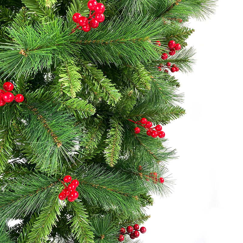 7.5 FT Upside Down Christmas Tree with Artificial Berries and Santa's