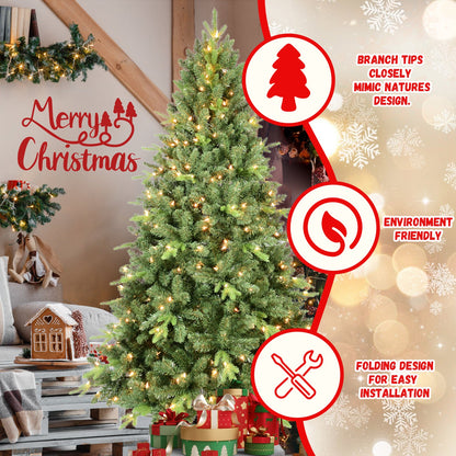 9FT Artificial Christmas Tree with 3509 PE&PVC Mixed Branch Tips,