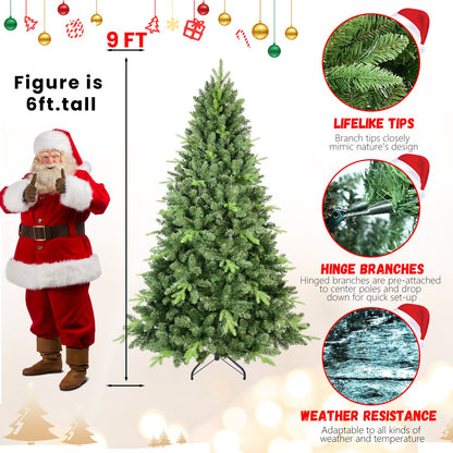 9FT Artificial Christmas Tree with 3509 PE&PVC Mixed Branch Tips,