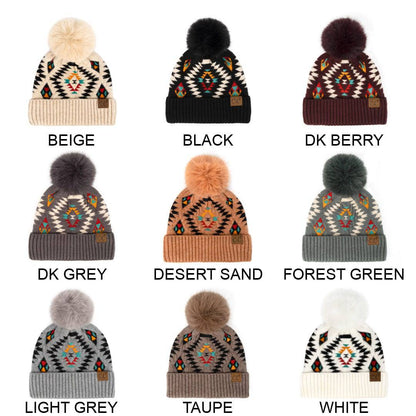 CC South Western Print Beanies Hats