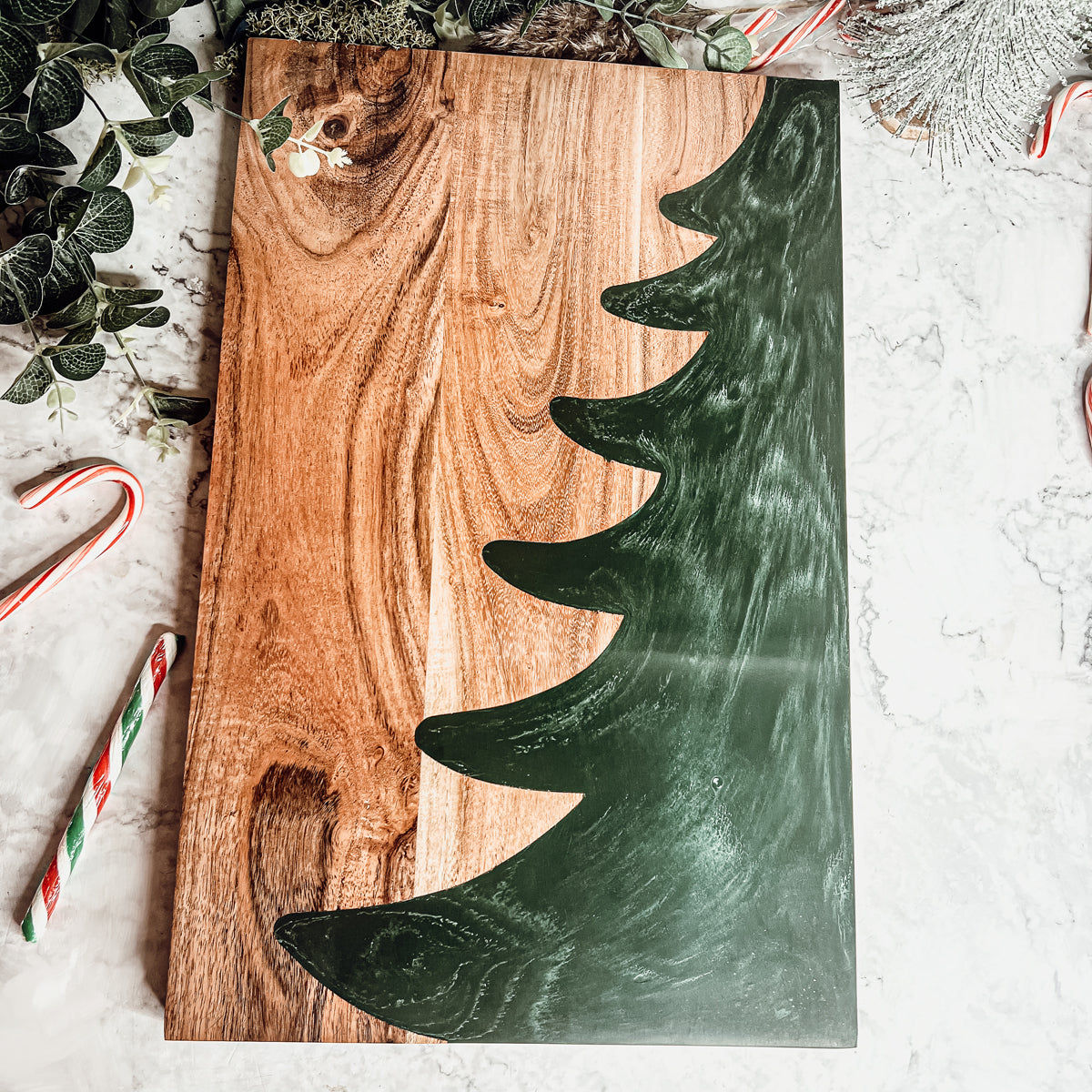 Christmas Serving Board Marble & Wood