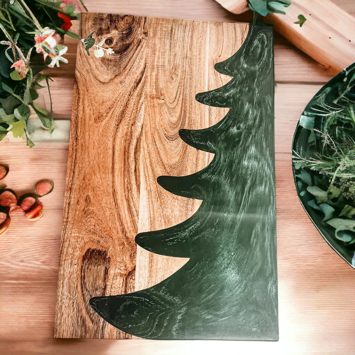 Christmas Serving Board Marble & Wood