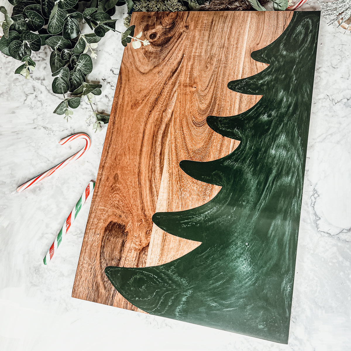 Christmas Serving Board Marble & Wood