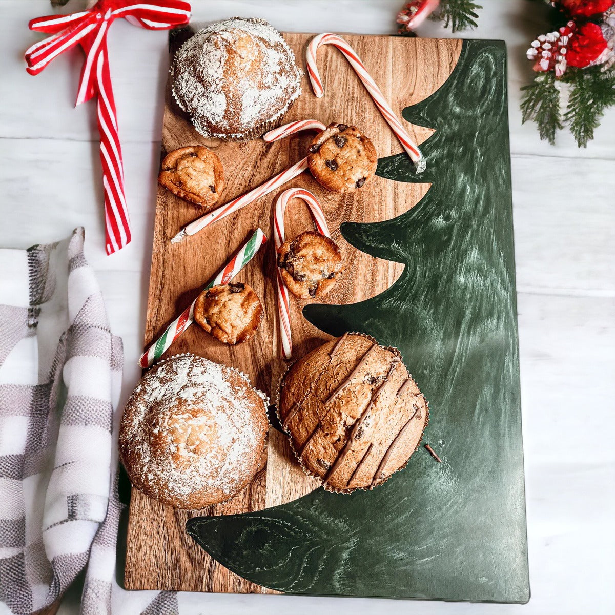 Christmas Serving Board Marble & Wood