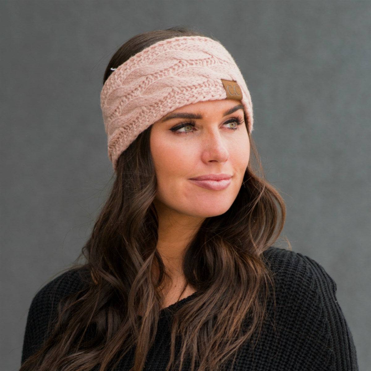 CC Brand Cable-Knit Lined Head Wrap for Women Hair Accessories