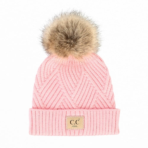 CC Criss-Cross Suede Patch Kids Toddler to Adult Beanie Adult