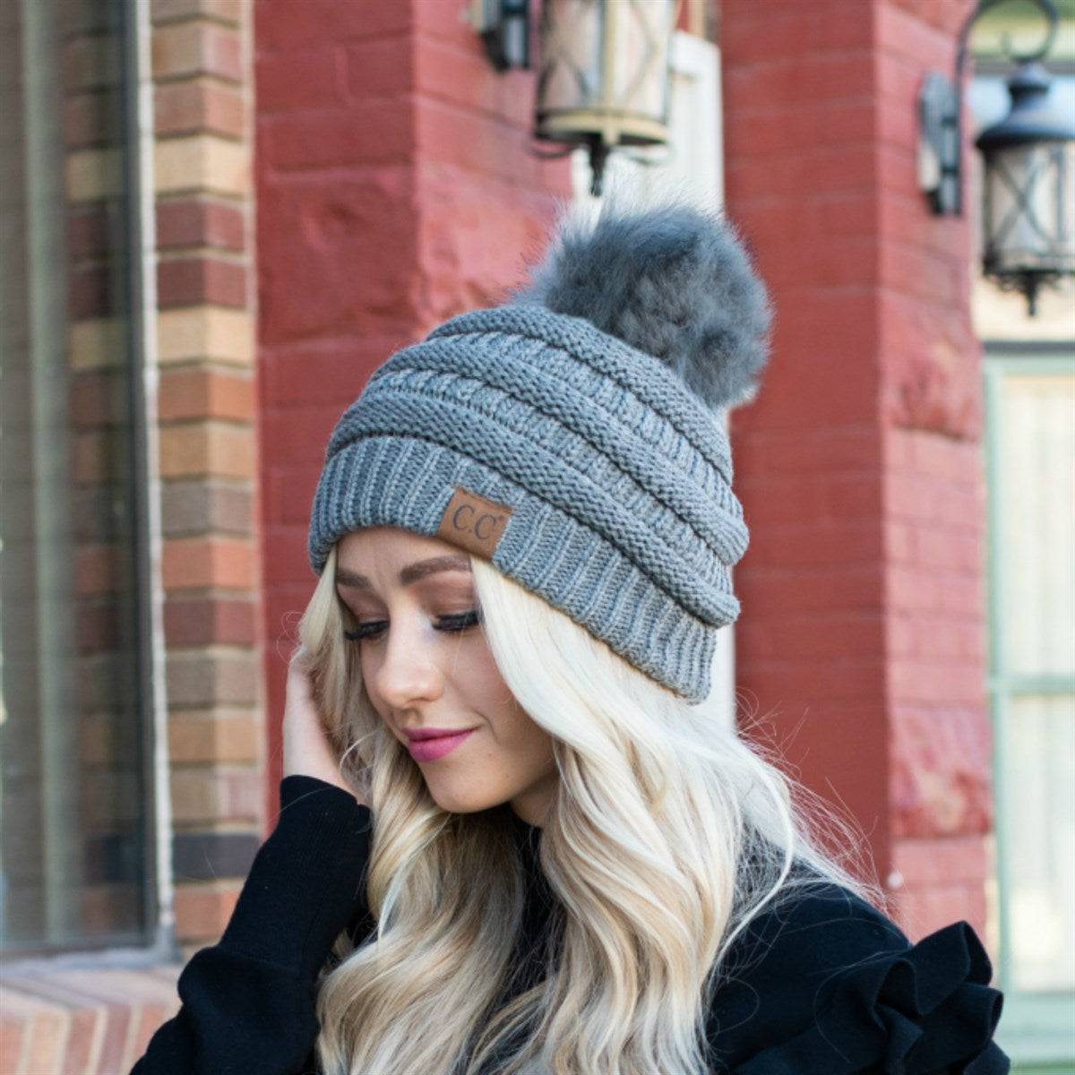 CC Trending Pom School Spirit Colors Beanies Hats