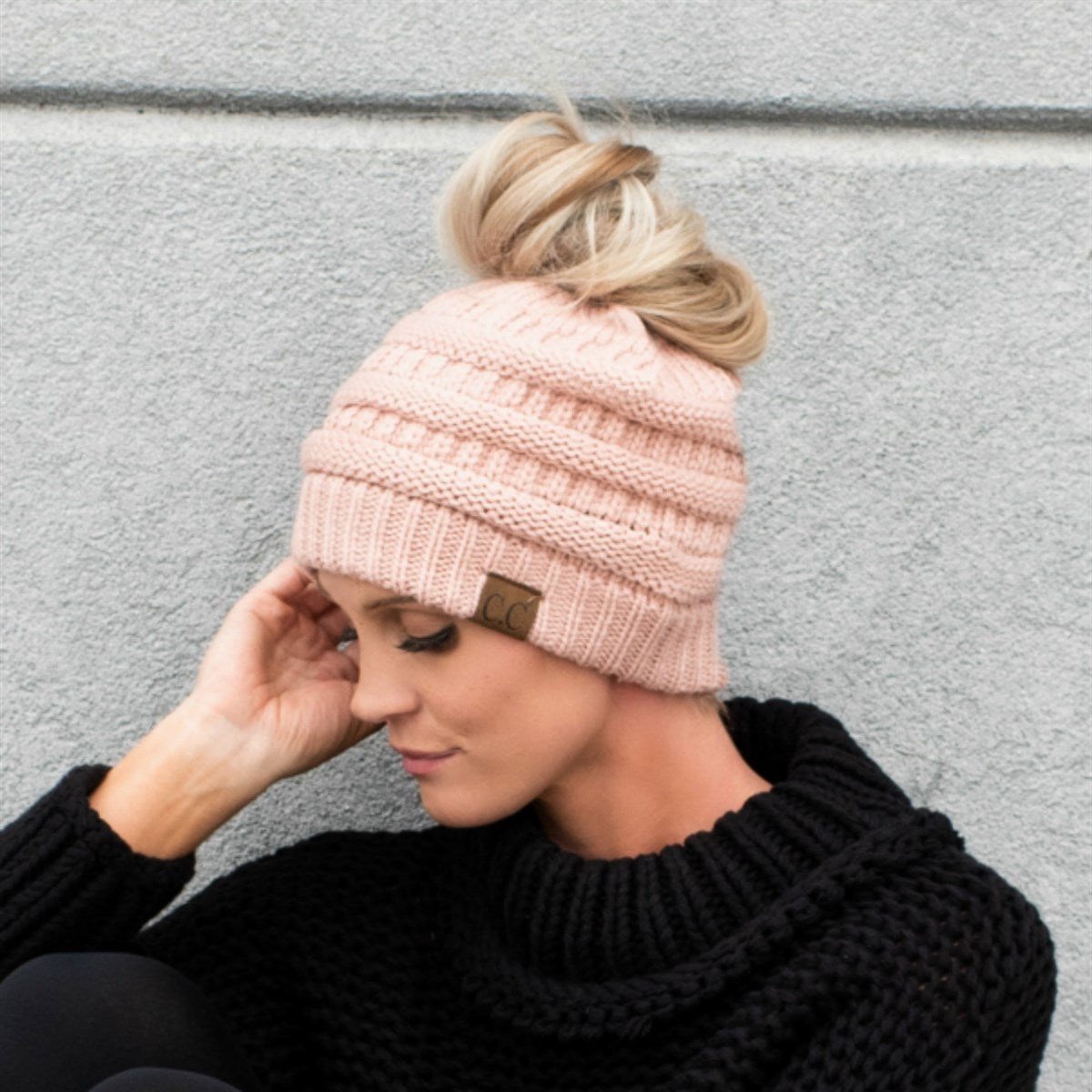 CC Messy Bun Adults and Kids Ponytail Beanies Hats