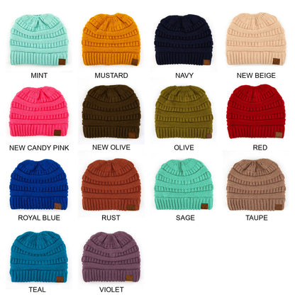 CC Messy Bun Adults and Kids Ponytail Beanies Hats