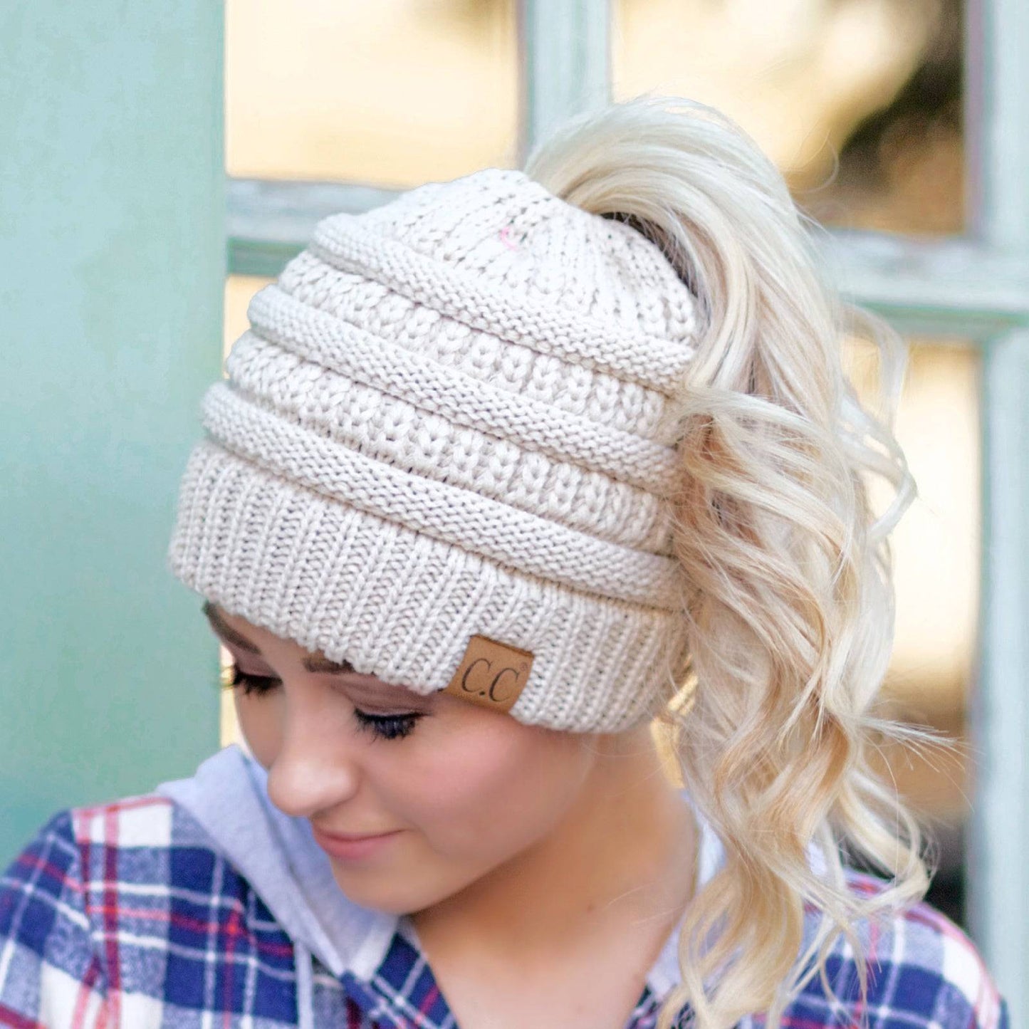 CC Messy Bun Adults and Kids Ponytail Beanies Hats