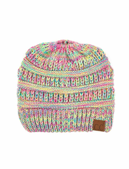 CC Crafted Multi-Toned Bun Kids Youth to Adult Beanies Hats