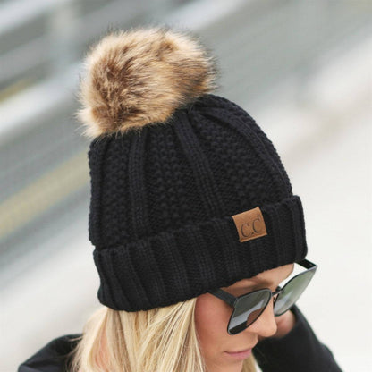 CC Bold Pom Accented Kids Youth to Adult Beanies Hats