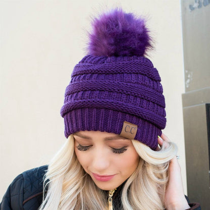 CC Trending Pom School Spirit Colors Beanies Hats