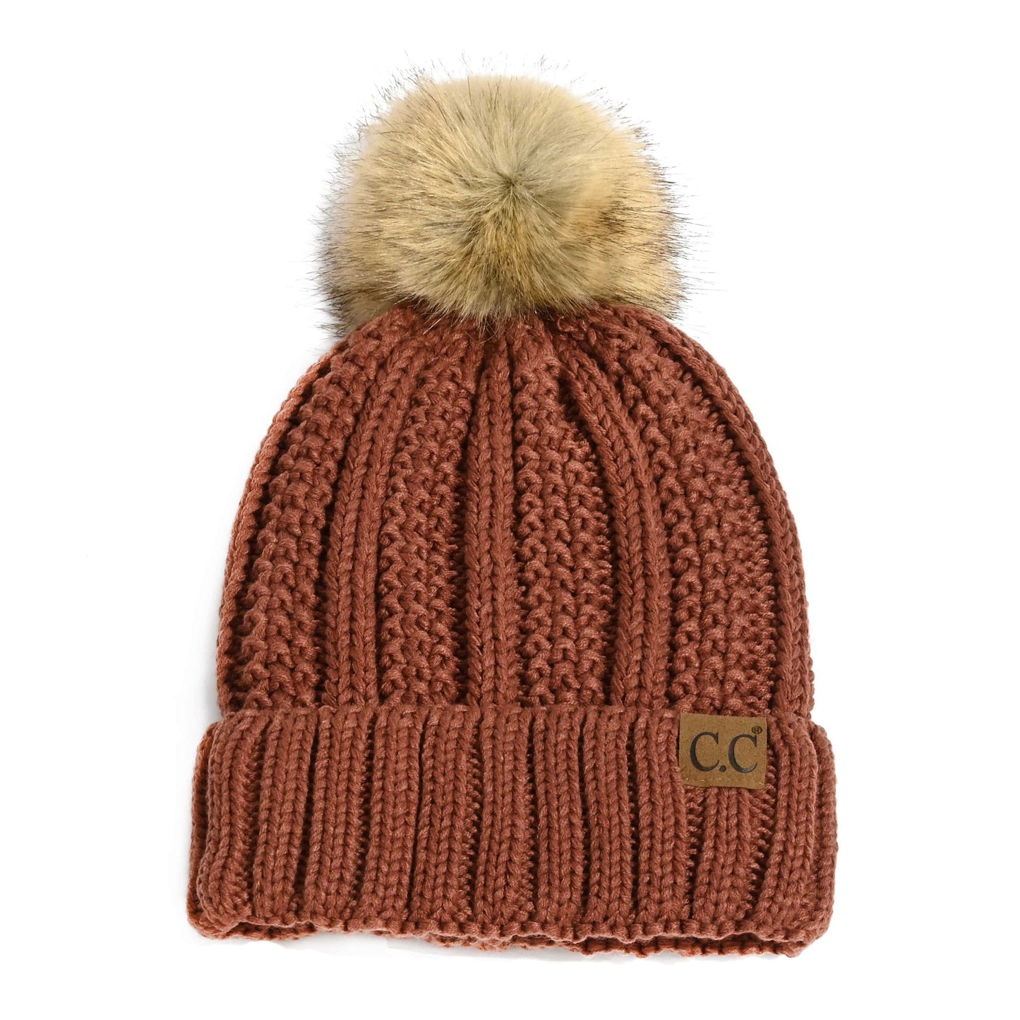 CC Bold Pom Accented Kids Youth to Adult Beanies Hats