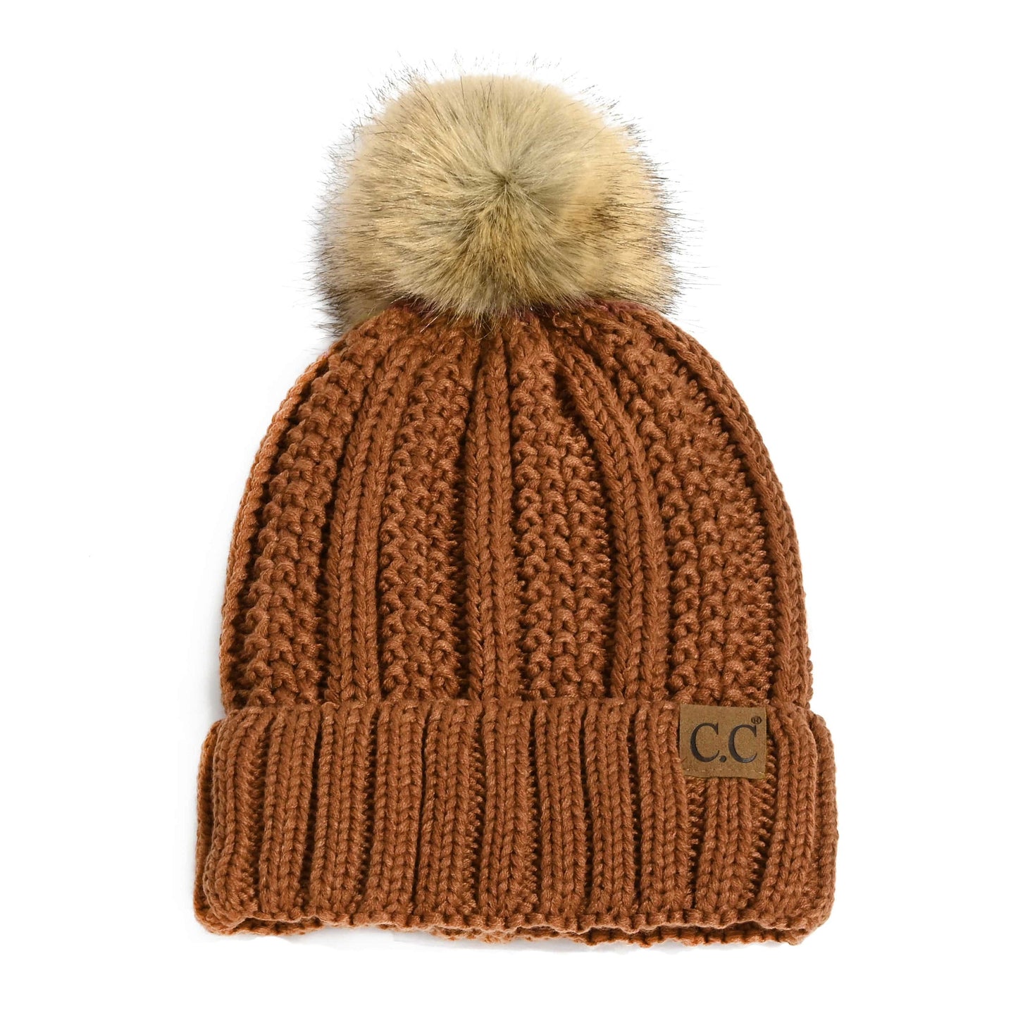 CC Bold Pom Accented Kids Youth to Adult Beanies Hats