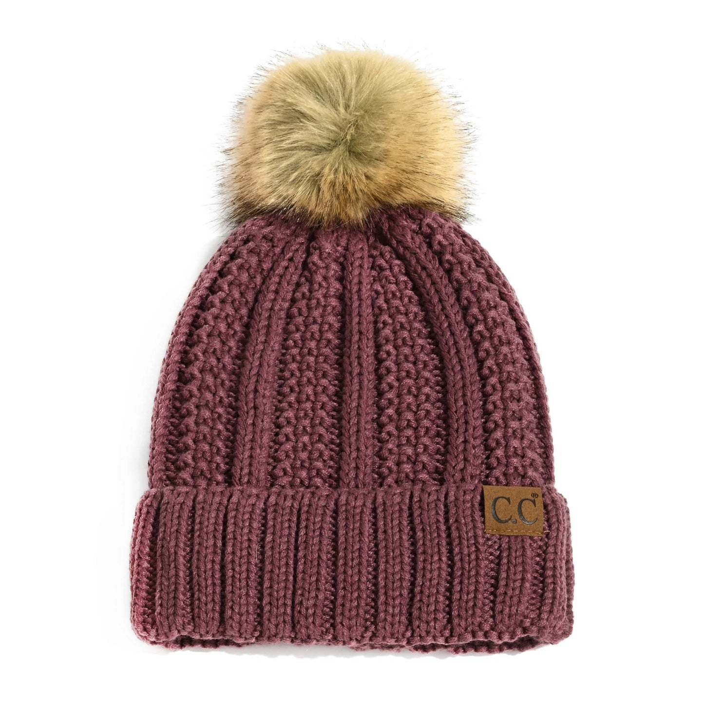 CC Bold Pom Accented Kids Youth to Adult Beanies Hats