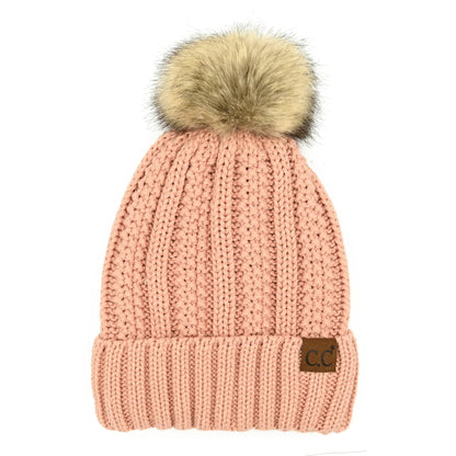 CC Bold Pom Accented Kids Youth to Adult Beanies Hats