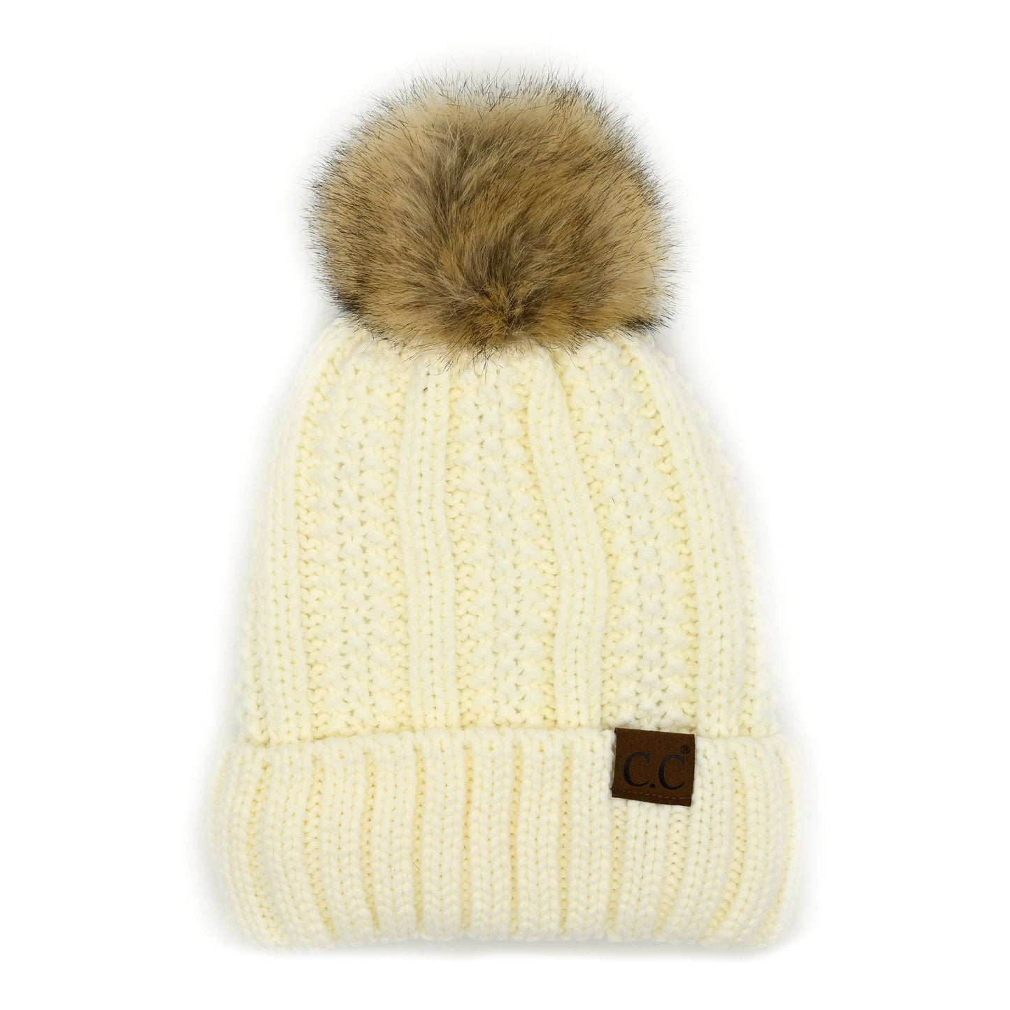 CC Bold Pom Accented Kids Youth to Adult Beanies Hats