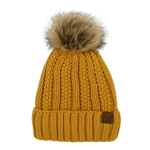 CC Bold Pom Accented Kids Youth to Adult Beanies Hats