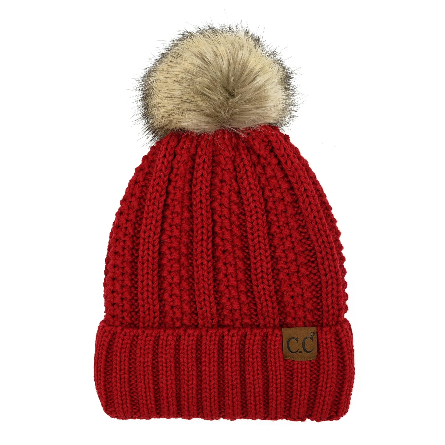 CC Bold Pom Accented Kids Youth to Adult Beanies Hats