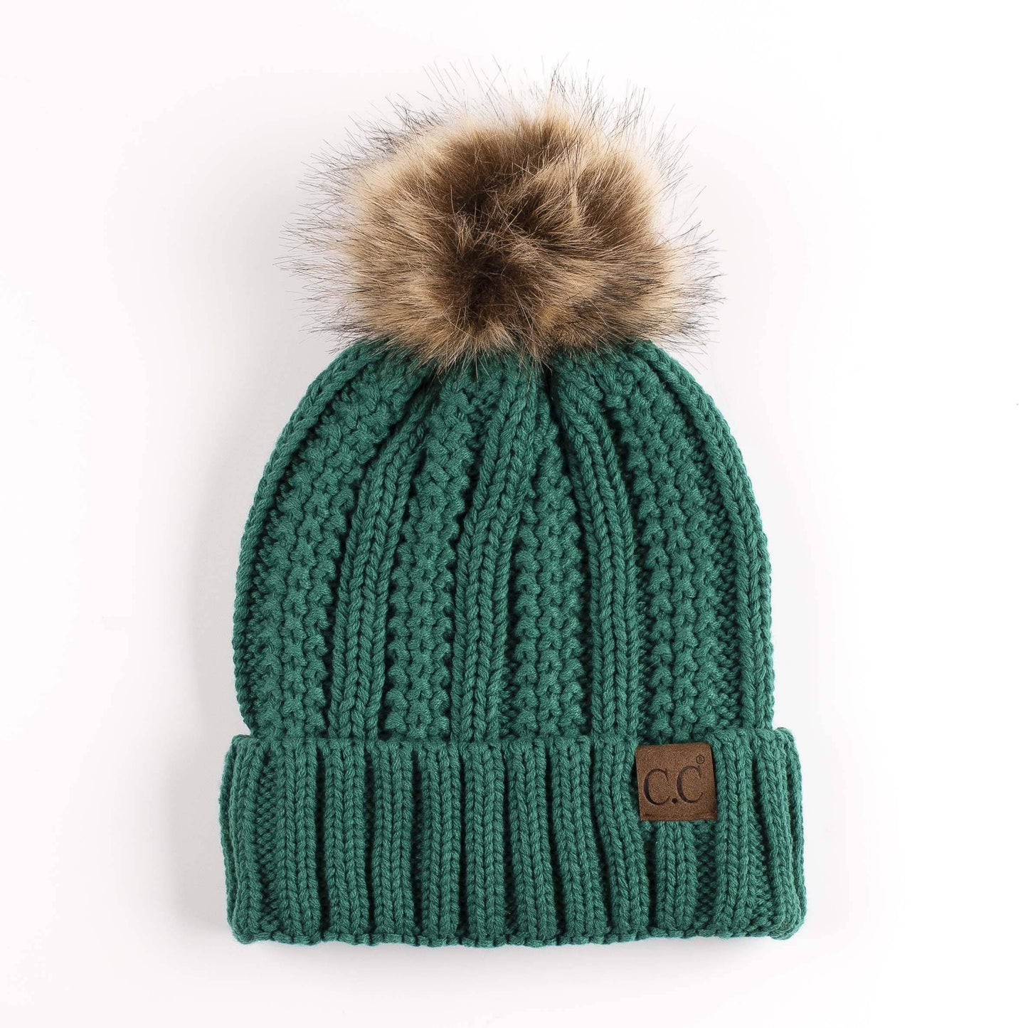 CC Bold Pom Accented Kids Youth to Adult Beanies Hats